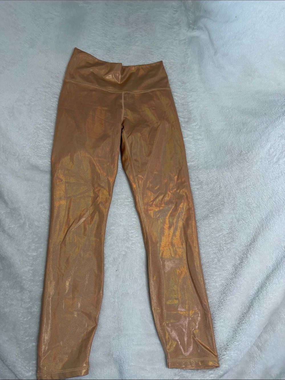 Metallic Copper High-Waist Leggings